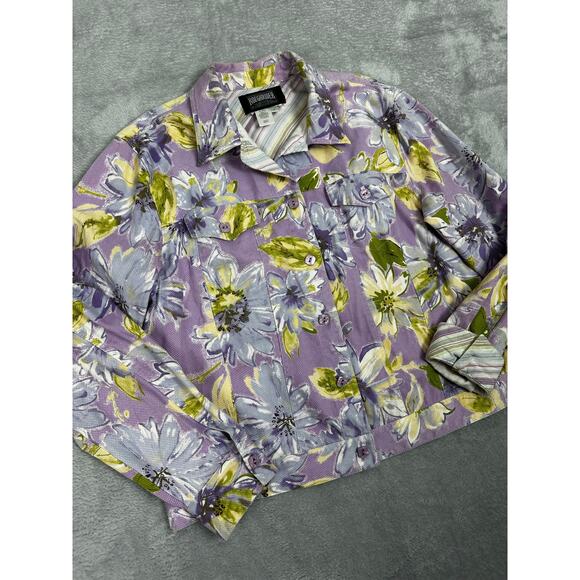 Rough Rider by Circle T Jackets & Blazers - Rough Rider by Circle T Purple Watercolor Floral Trucker Jacket Large Western